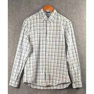 J.Crew Flex Washed Slim Fit Button Front Shirt Men's Large Blue Plaid Cotton